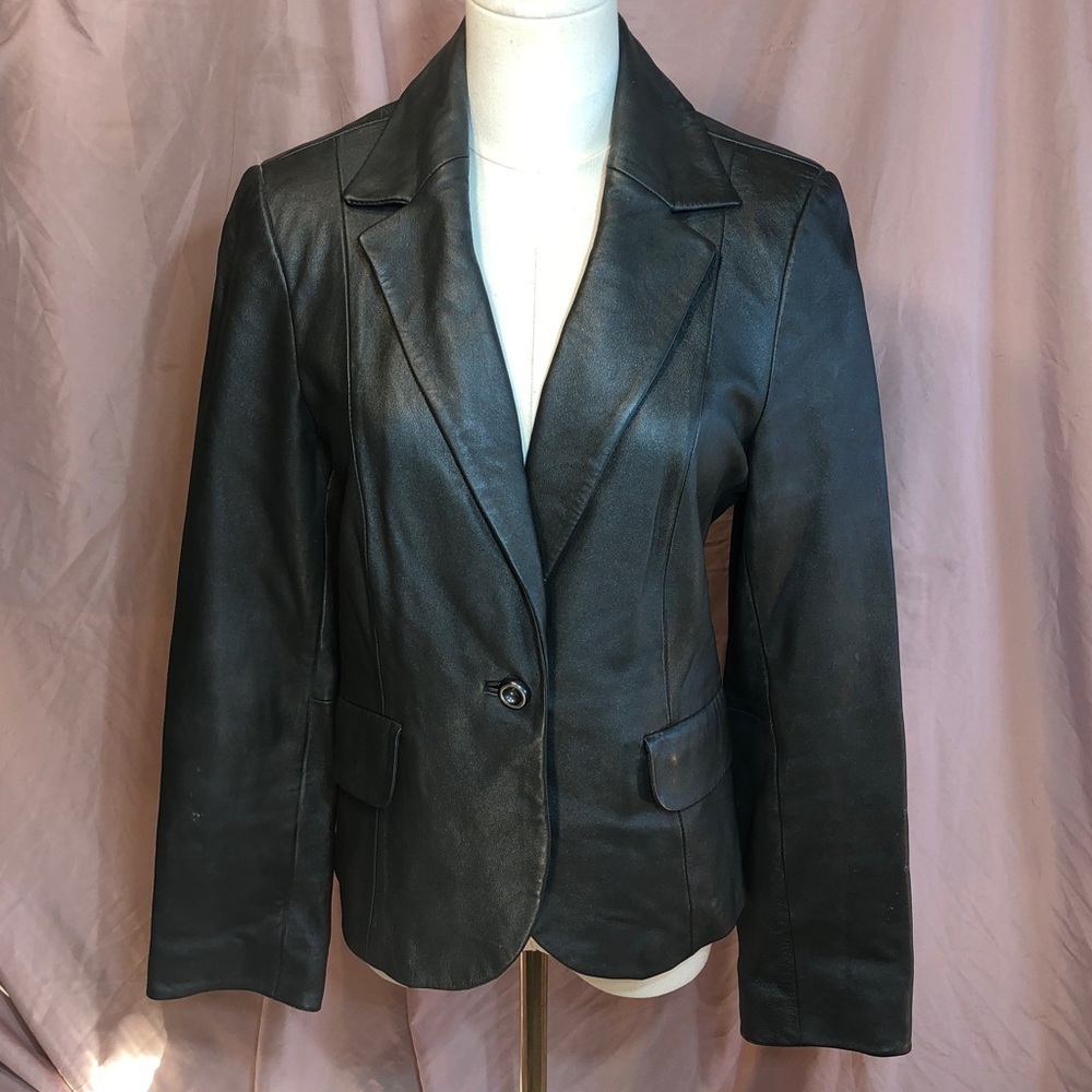 Spring Leather Jacket Grey Women’s by Kasper Size Medium